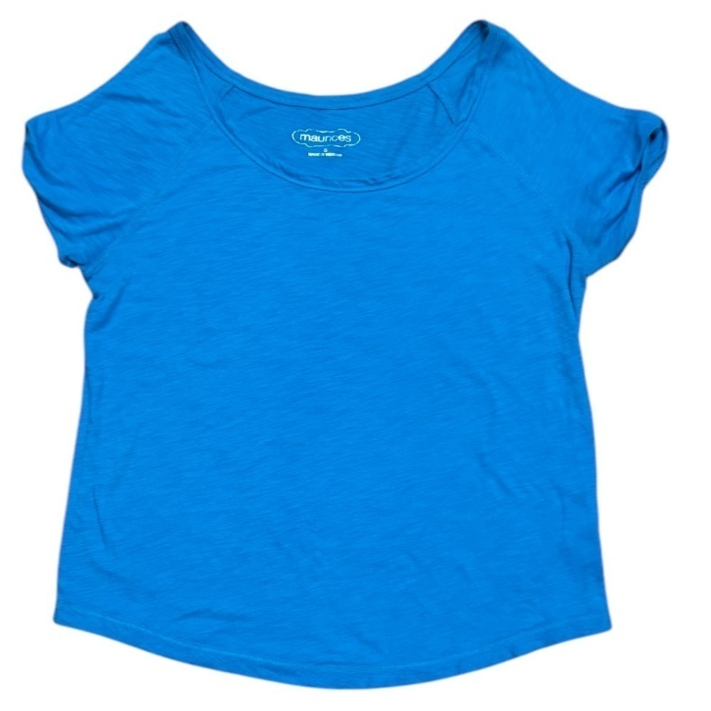 🌺MAURICES TWISTED COLD SHOULDER SHORT SLEEVED TURQUOISE BLUE TEE  SHIRT TOP EUC